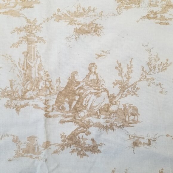 Lovely Toile French Country Fabric by Michael Miller in Gold and Creamy White - Picture 5 of 10
